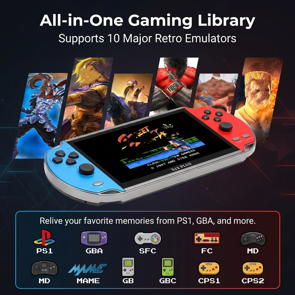 Gaming Console Handheld Retro - Lightweight X12 Retro Video Game Console