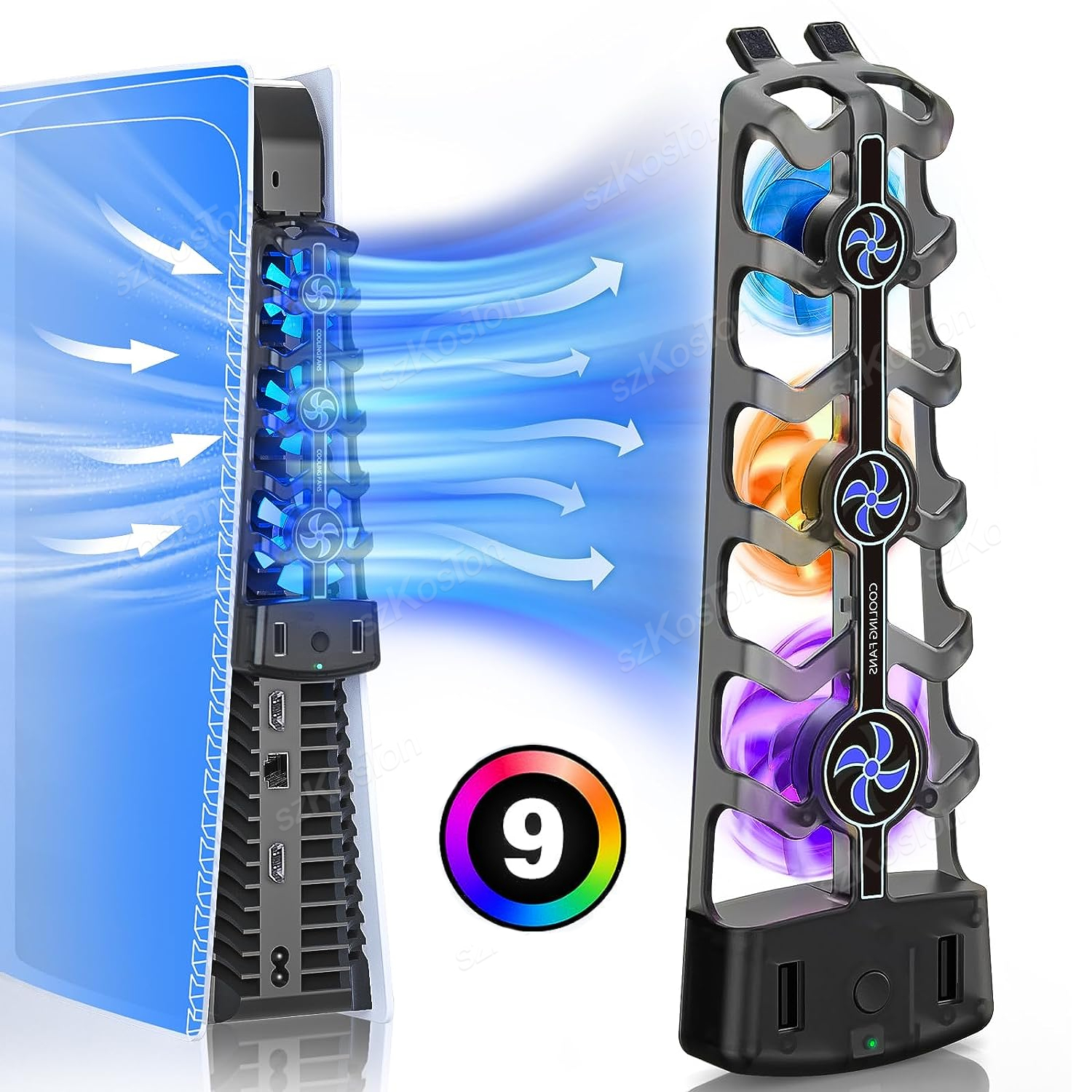Gaming Console Ps5 - RGB Cooling Fan for PS5 Efficient