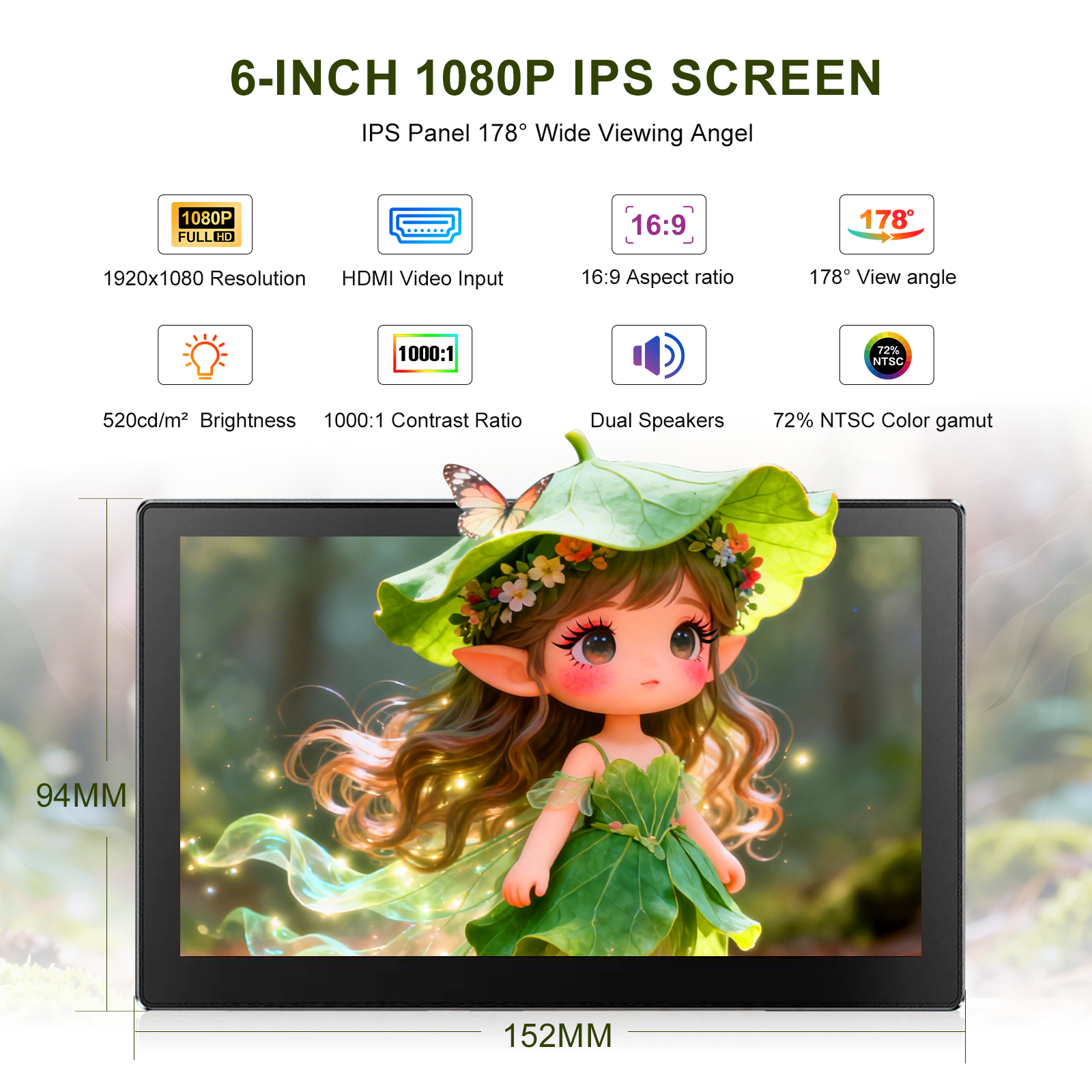 6 Inch Portable Monitor HD 108 - Gaming Console Types recensione e prezzo